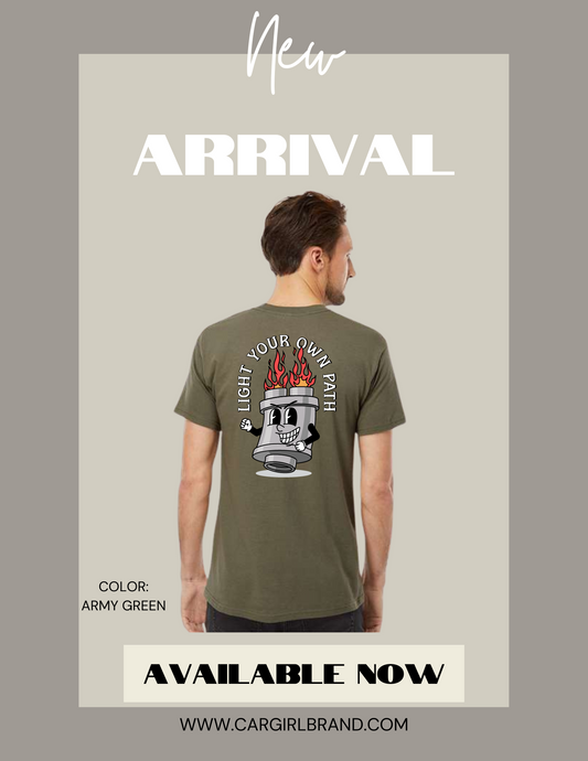Light Your Own Path Retro Shirt- Men’s (Army Green)