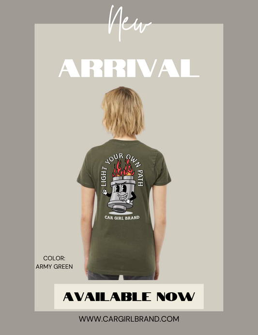 Light Your Own Path Retro Shirt- Women’s (Army Green)